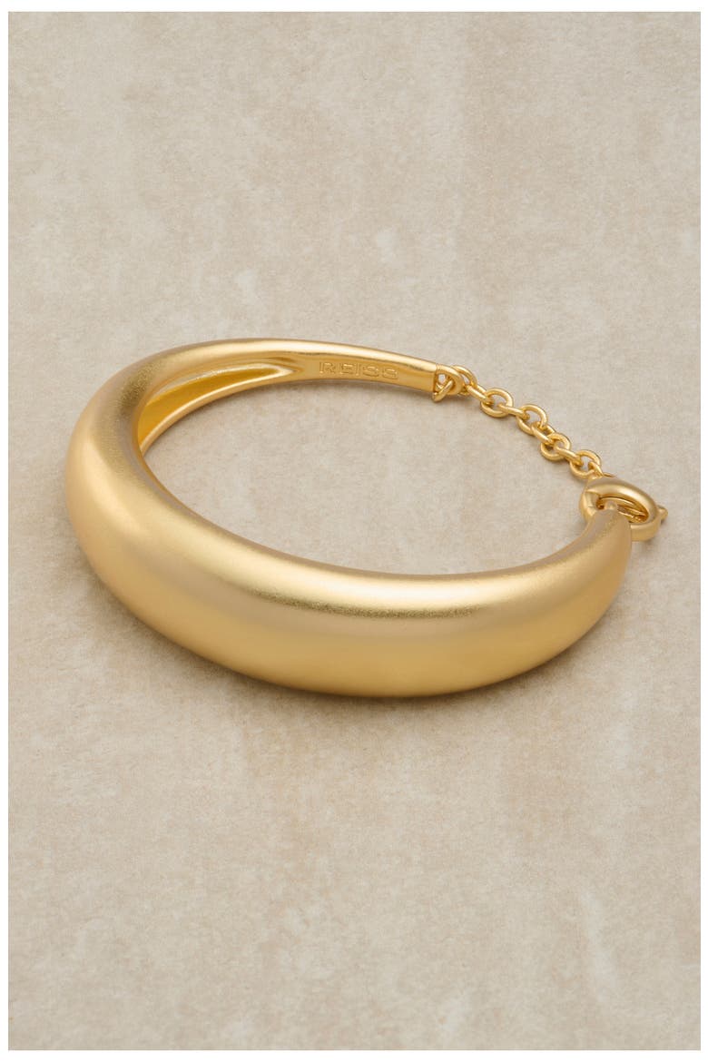 Selina Smooth Curve Chain Back Cuff, Alternate, color, GOLD TONE