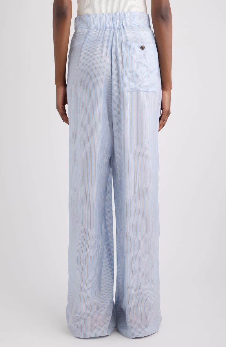 Dries Van Noten Pila Super Compact Stripe Supima<sup>®</sup> Cotton Poplin Wide Leg Pants, Alternate, color, Light Blue