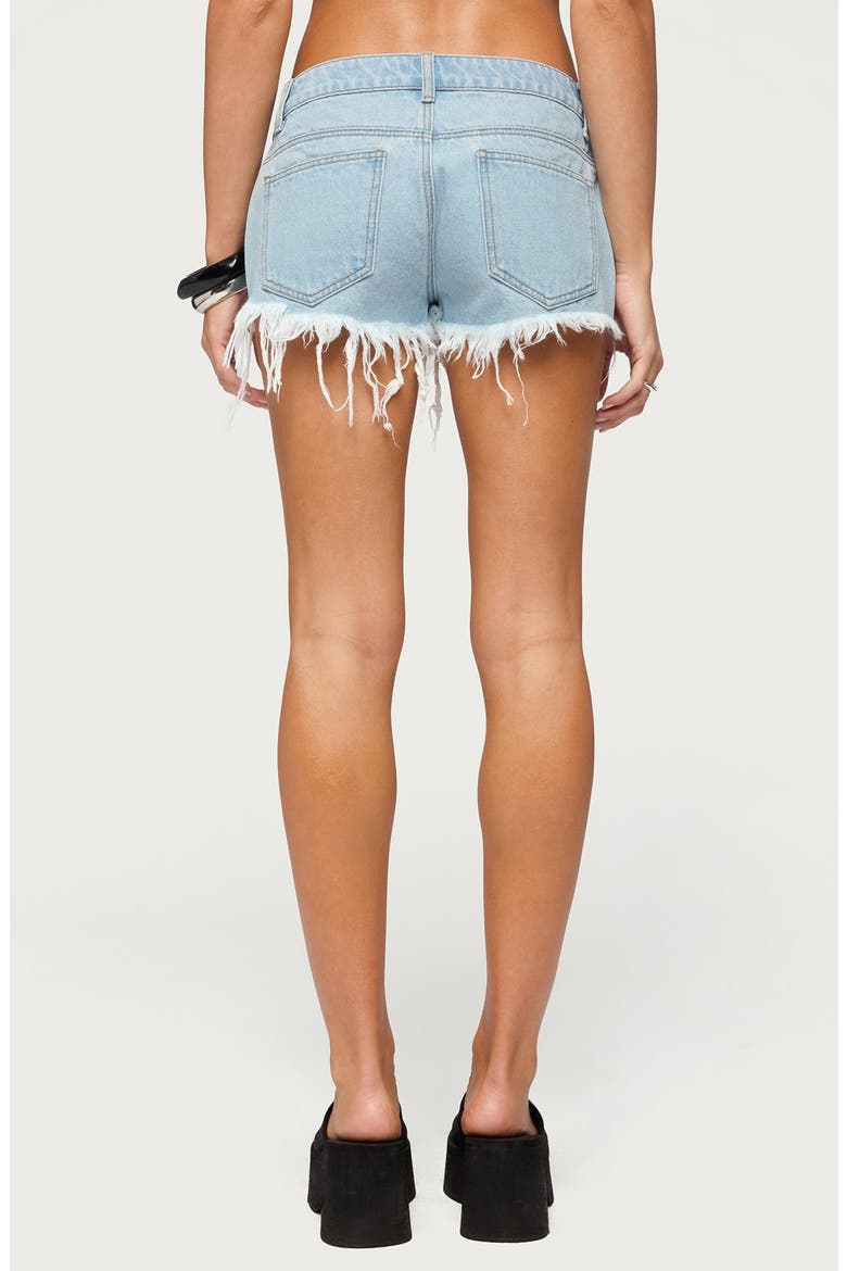 Low Rise Fray Hem Denim Shorts, Alternate, color, LIGHT-BLUE