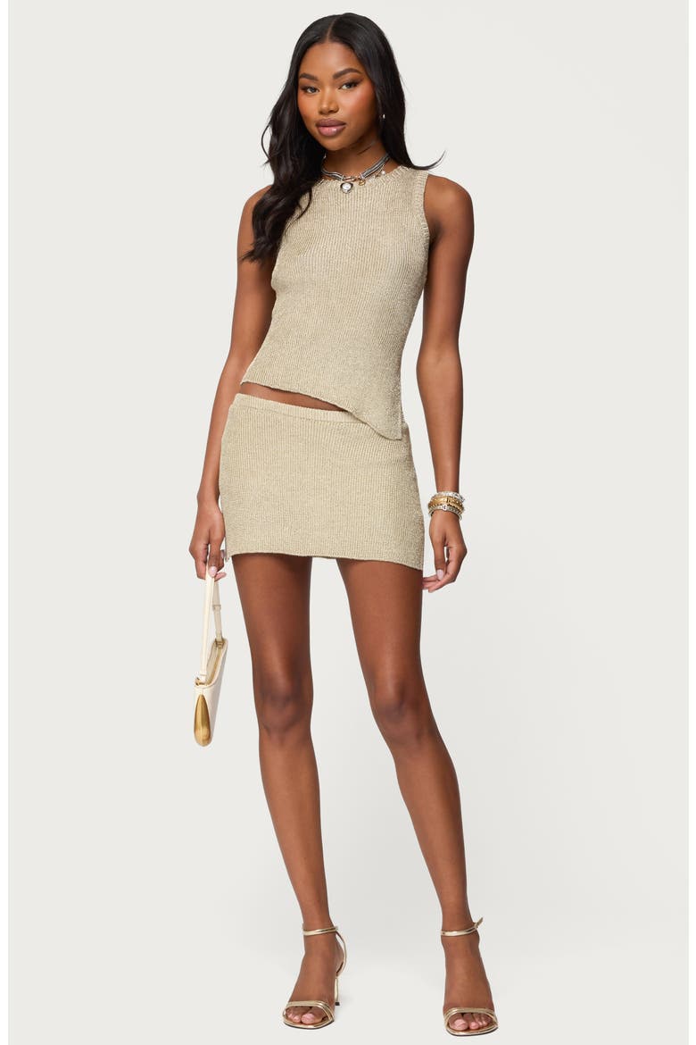 Goldy Asymmetric Hem Metallic Knit Tank Top, Alternate, color, GOLD