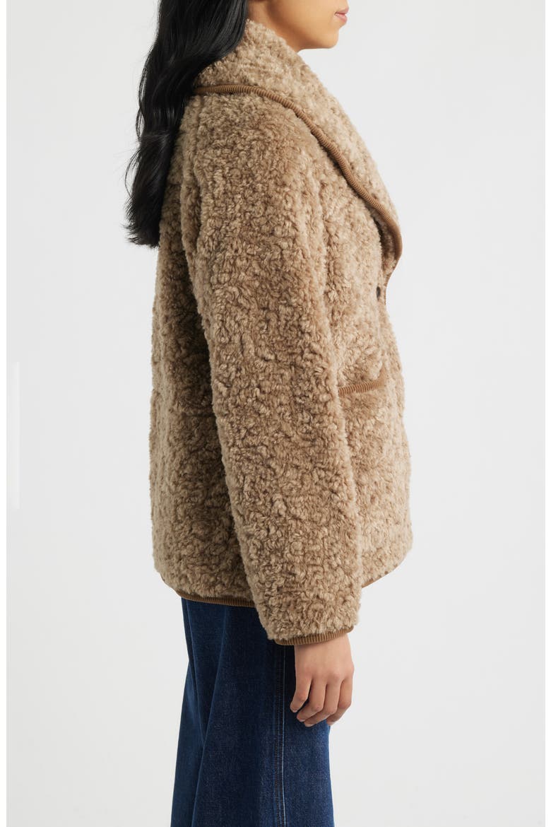 Cozy Patch Pocket Faux Shearling Jacket, Alternate, color, MUSHROOM