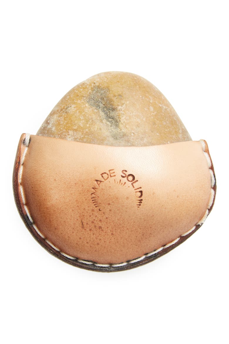 Small Leather Wrapped Stone, Alternate, color, NATURAL