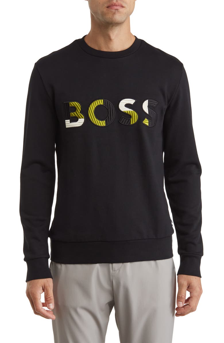 BOSS Stadler Logo Crewneck Sweatshirt, Main, color, 