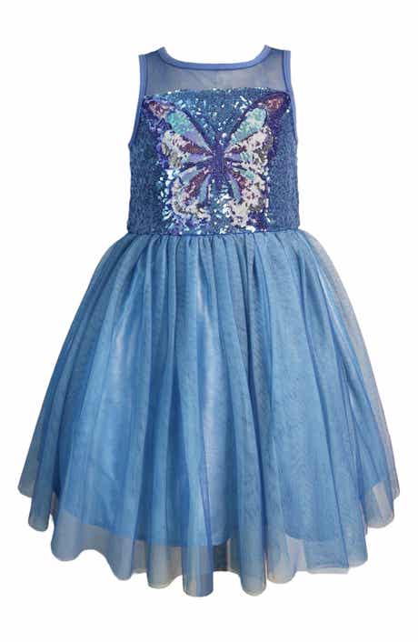 Zunie Kids' Sequin Butterfly Mesh Party Dress