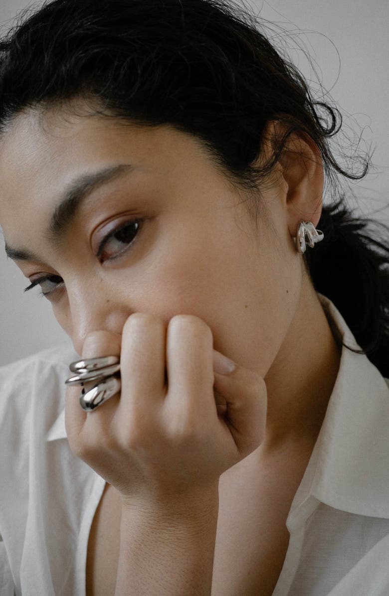 COMPLETEDWORKS Dollop Hoop Earrings, Alternate, color, Silver Plated