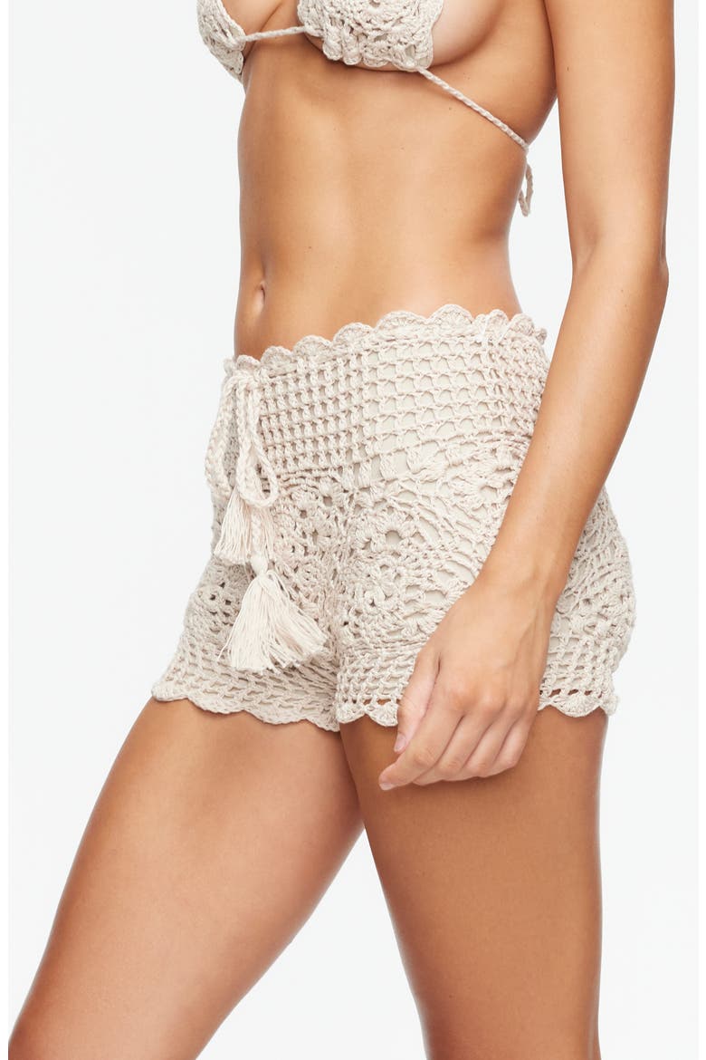 Bloom Booty Open Stitch Cotton Bikini Bottoms, Alternate, color, SAND