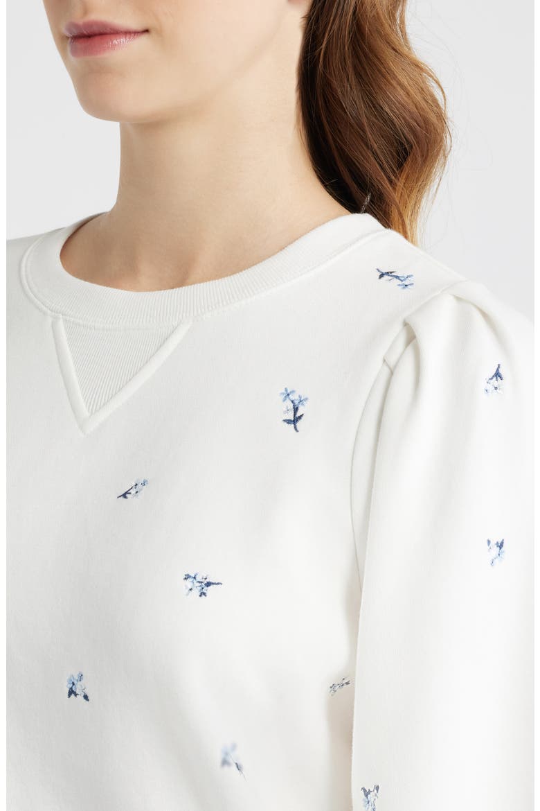 Tiffany Floral Embroidered Balloon Sleeve Cotton Sweatshirt, Alternate, color, EMBROIDERED BLUE IRIS