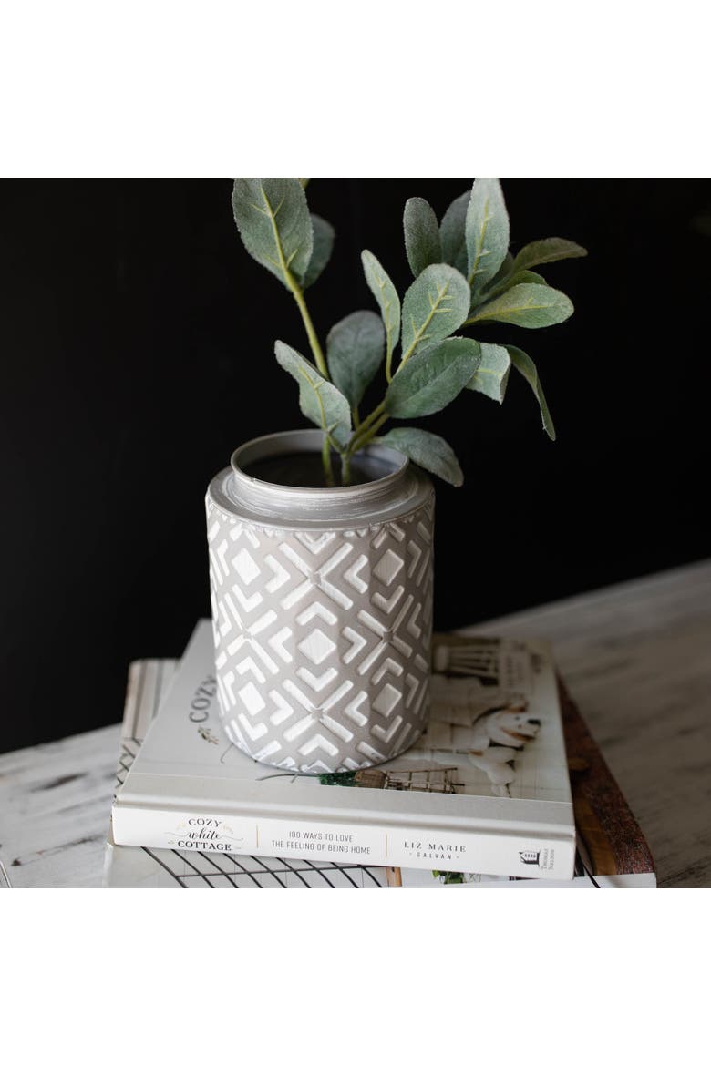 Small Gray Metal Vase, Alternate, color, Silver