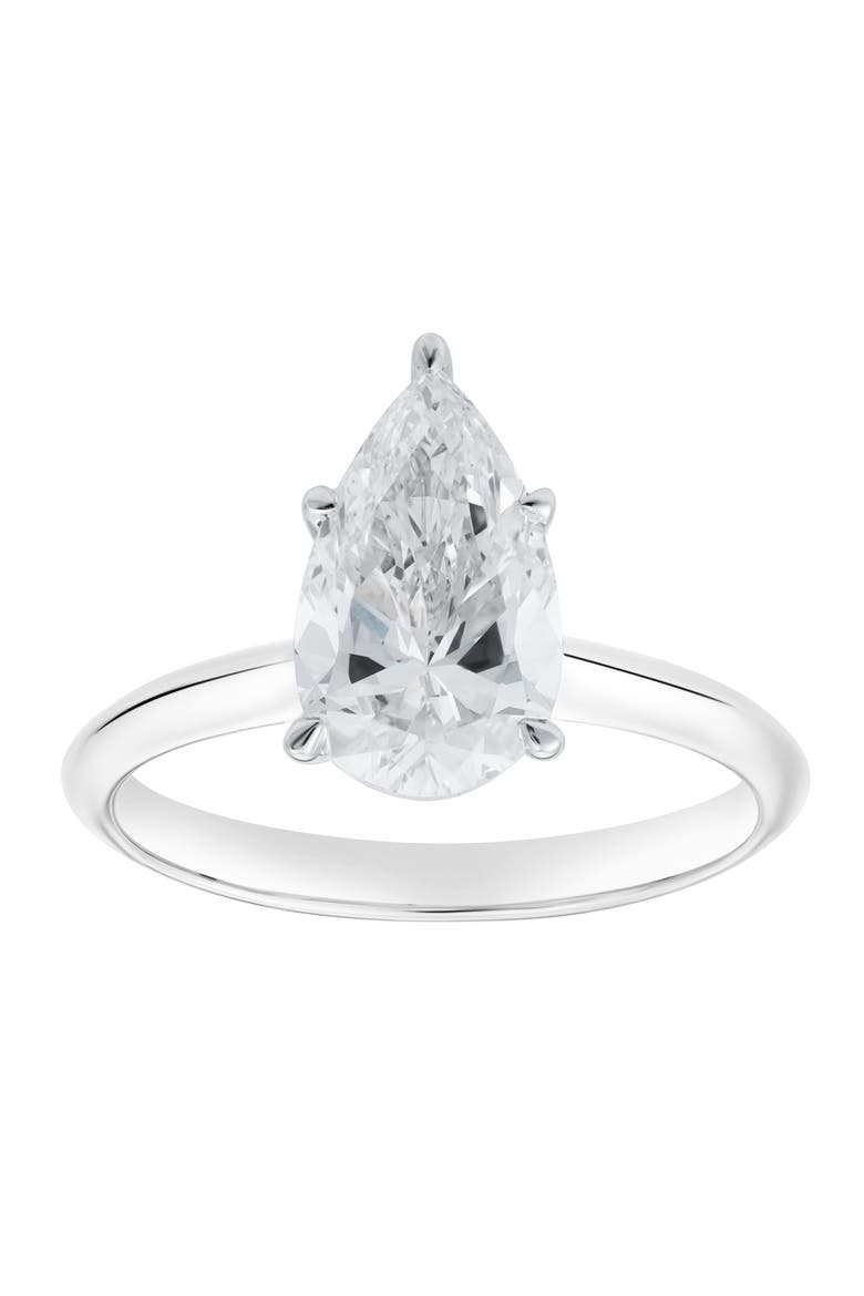 Nadine 14K White Gold Pear Lab Grown Diamond Solitaire Engagement Ring - 2 Ct, Main, color, 14K White Gold