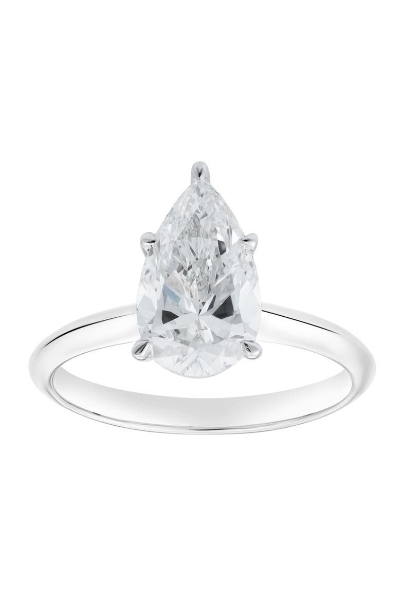 LuvMyJewelry Nadine 14K White Gold Pear Lab Grown Diamond Solitaire Engagement Ring - 2 Ct, Main, color, 