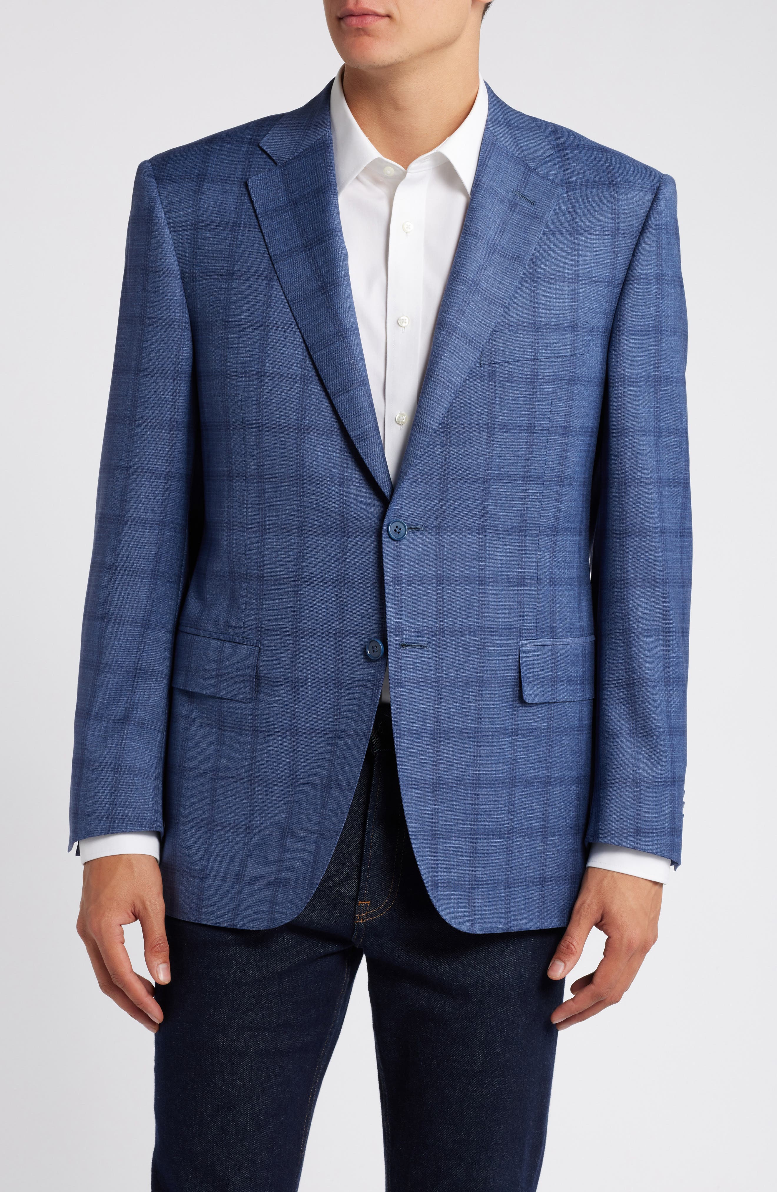 Siena Regular Fit Check Stretch Wool Sport Coat