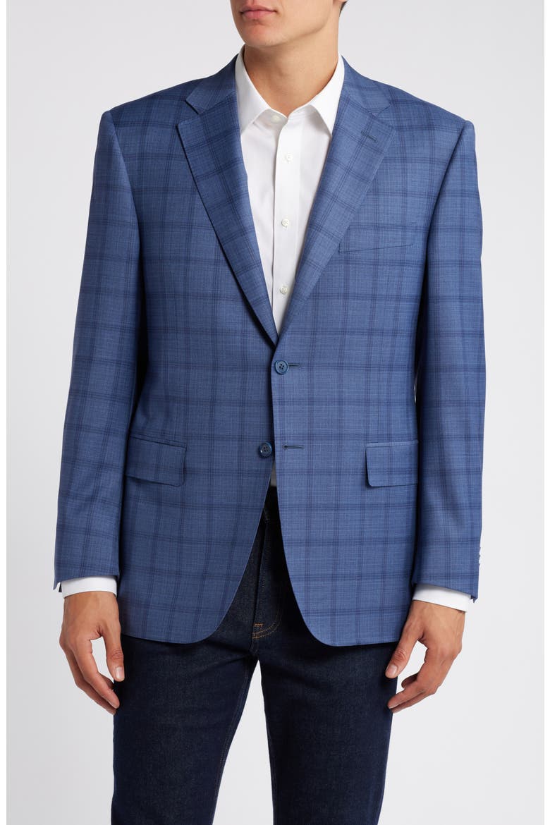 Siena Regular Fit Check Stretch Wool Sport Coat, Main, color, BLUE