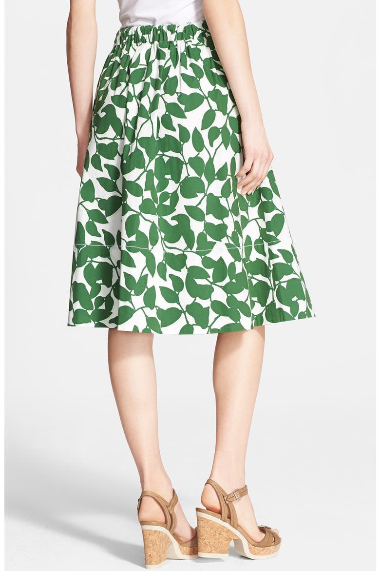 'garden leaves' print flare skirt, Alternate, color, LUCKY GREEN