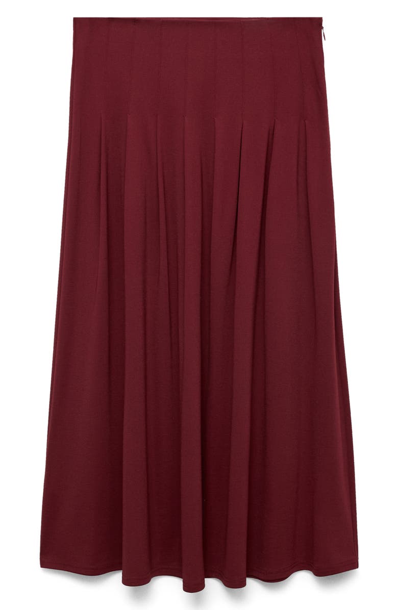MANGO Plank Pleat Midi Skirt, Alternate, color, Burgundy