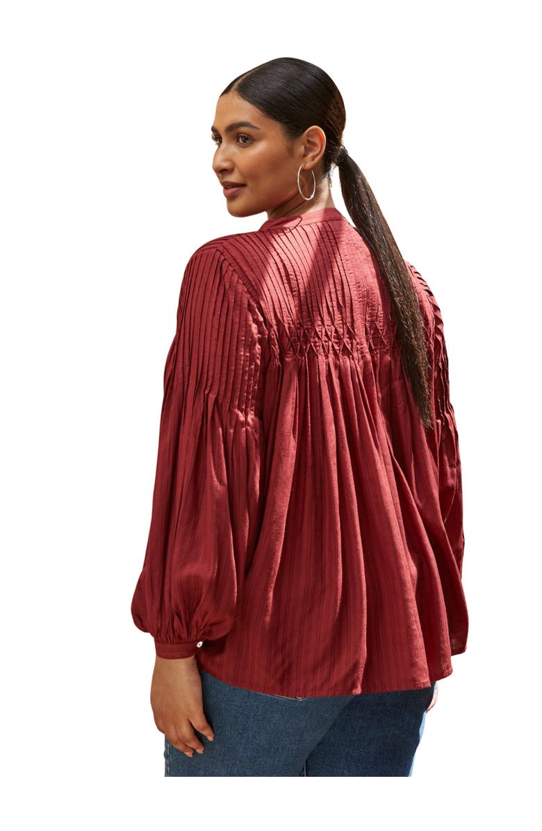 Live Unlimited Long Sleeve Pintuck Blouse, Alternate, color, Oxblood