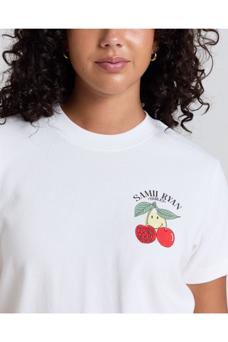 Smiley Freshly Picked Boxy Tee, Alternate, color, WHITE