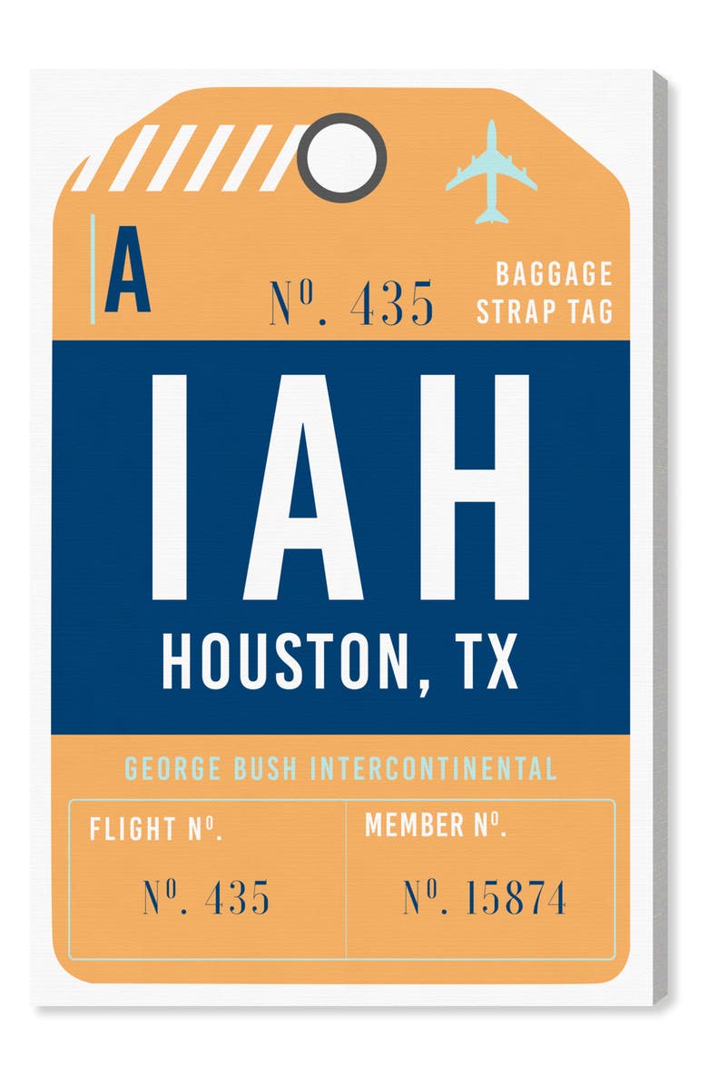 Oliver Gal Houston Luggage Tag Wall Art, Main, color, 