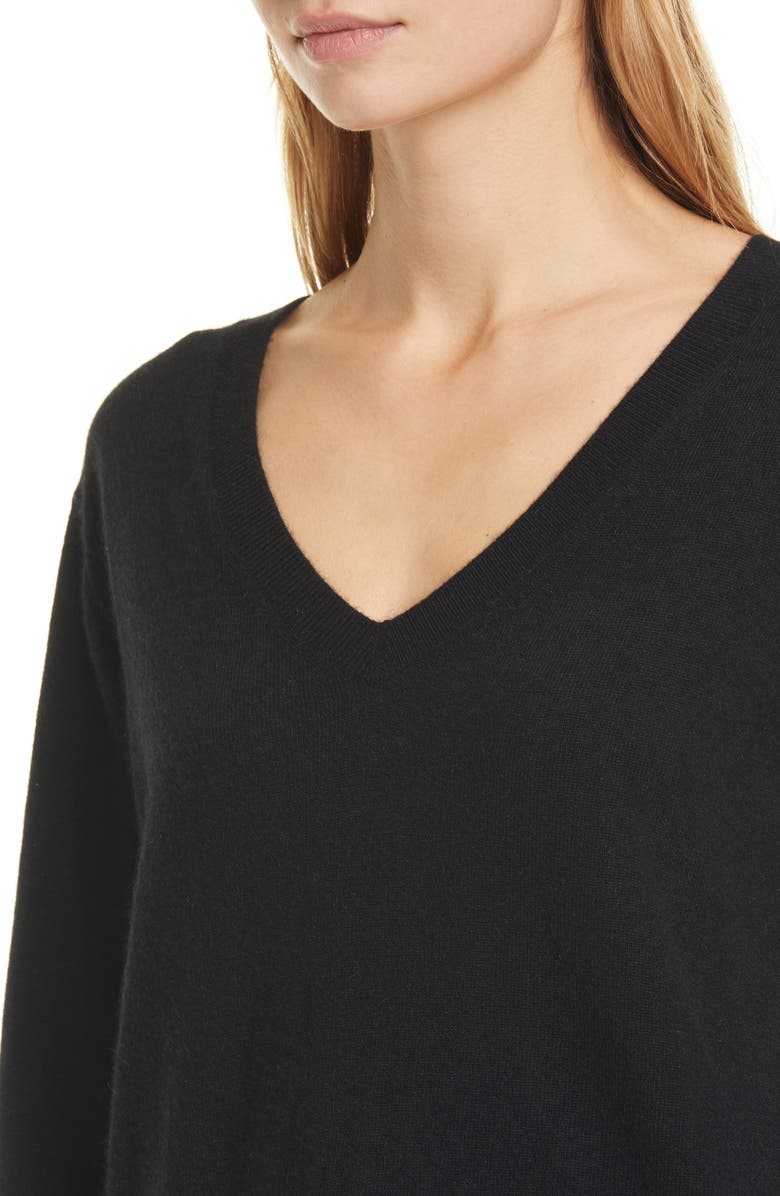 Vince Weekend V-Neck Cashmere Sweater, Alternate, color, Black