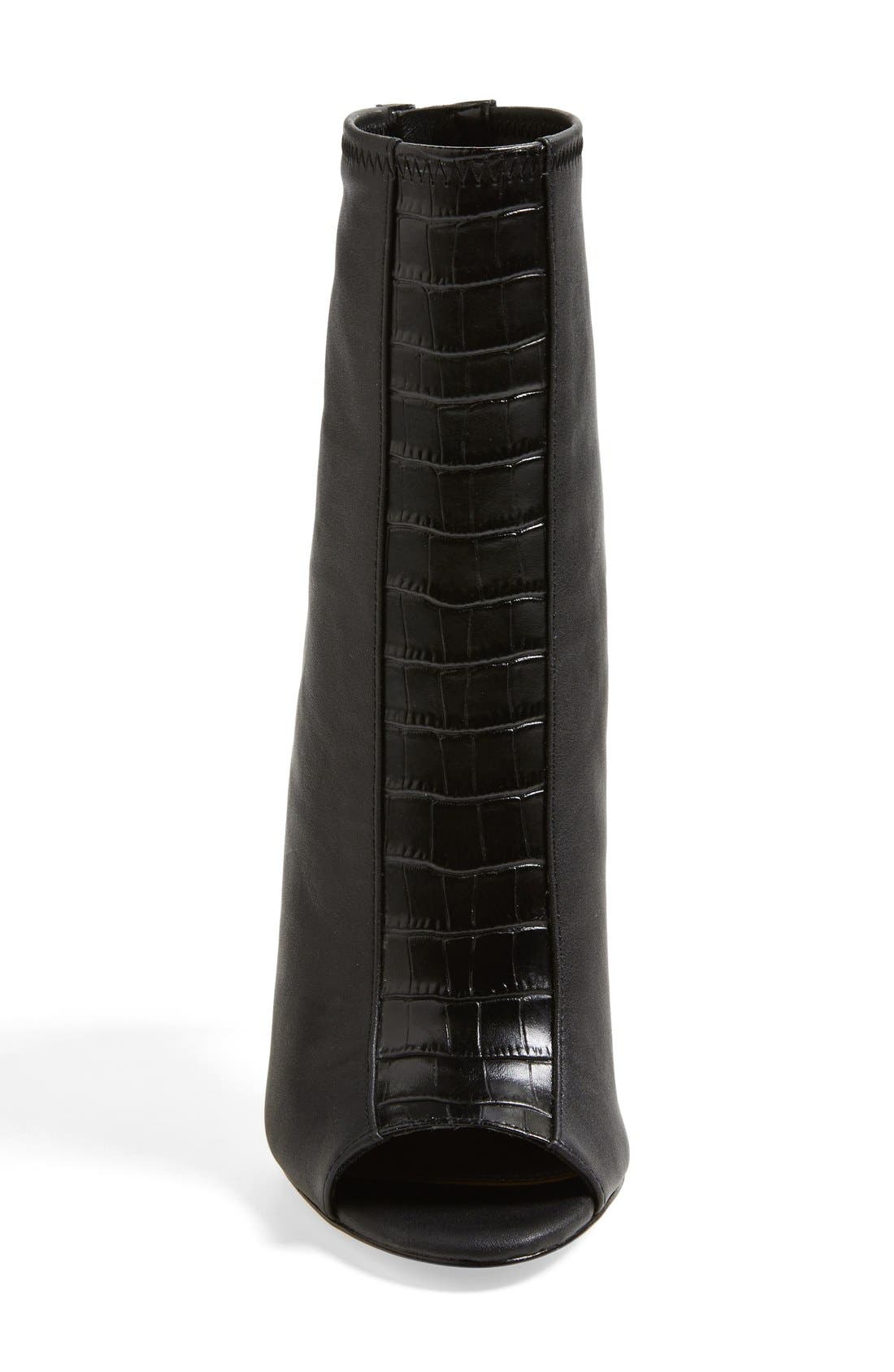 'Jase' Peep Toe Bootie, Alternate, color, BLACK
