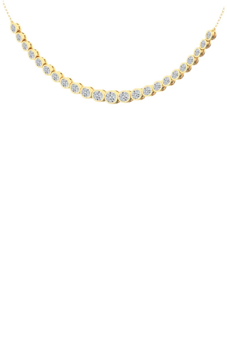 East West Oval Bezel Lab Diamond Necklace in 14K, Main, color, Yellow Gold