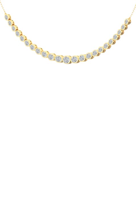 East West Oval Bezel Lab Diamond Necklace in 14K