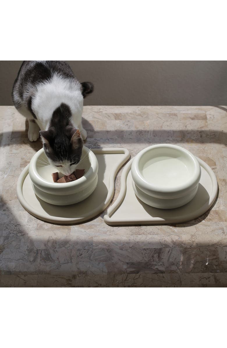 Catenary Drop Set of 2 Pet Mats, Alternate, color, White