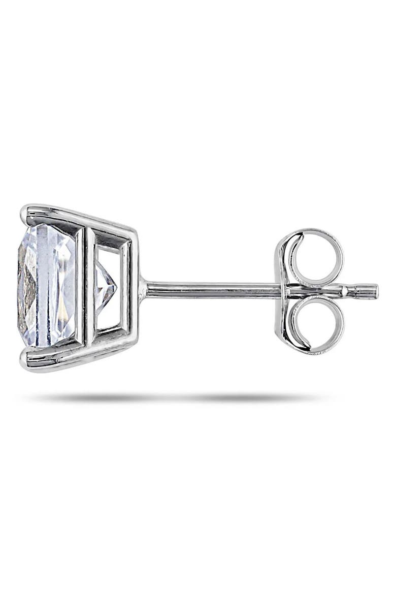DELMAR 10K White Gold Created White Sapphire Stud Earrings, Alternate, color, 