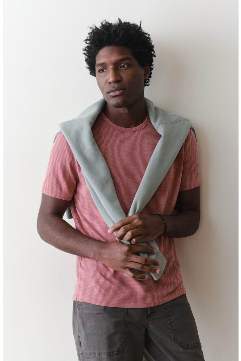 Signature Jacquard Crewneck T-Shirt, Alternate, color, WITHERED ROSE