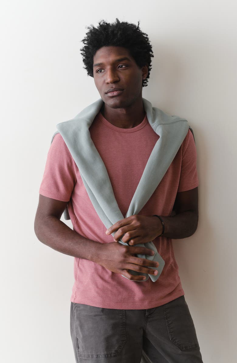 Marine Layer Signature Jacquard Crewneck T-Shirt, Alternate, color, Withered Rose