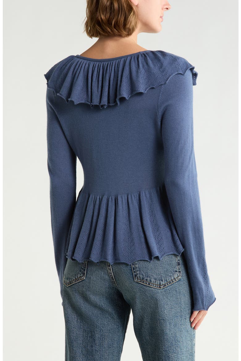 Long Sleeve Ruffle Sweater, Alternate, color, BLUE VINTAGE