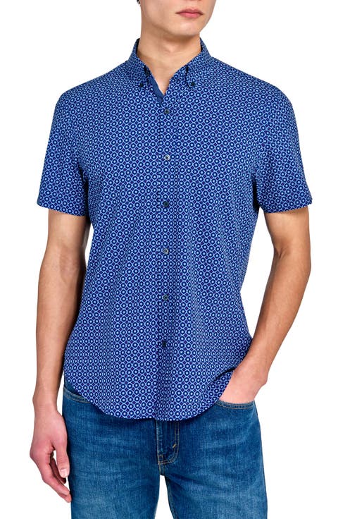 Geo Short Sleeve Woven Button Down Shirt