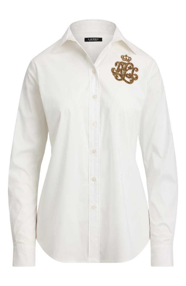 Lauren Ralph Lauren Beaded Logo Shirt, Alternate, color, White