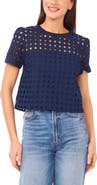 CeCe Circle Eyelet Cotton Top