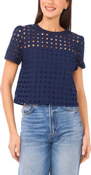 CeCe Circle Eyelet Cotton Top