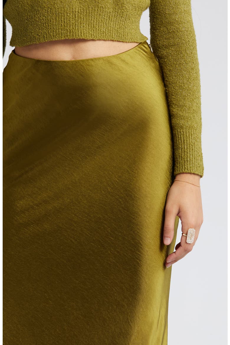 Satin Column Maxi Skirt, Alternate, color, OLIVE AVOCADO