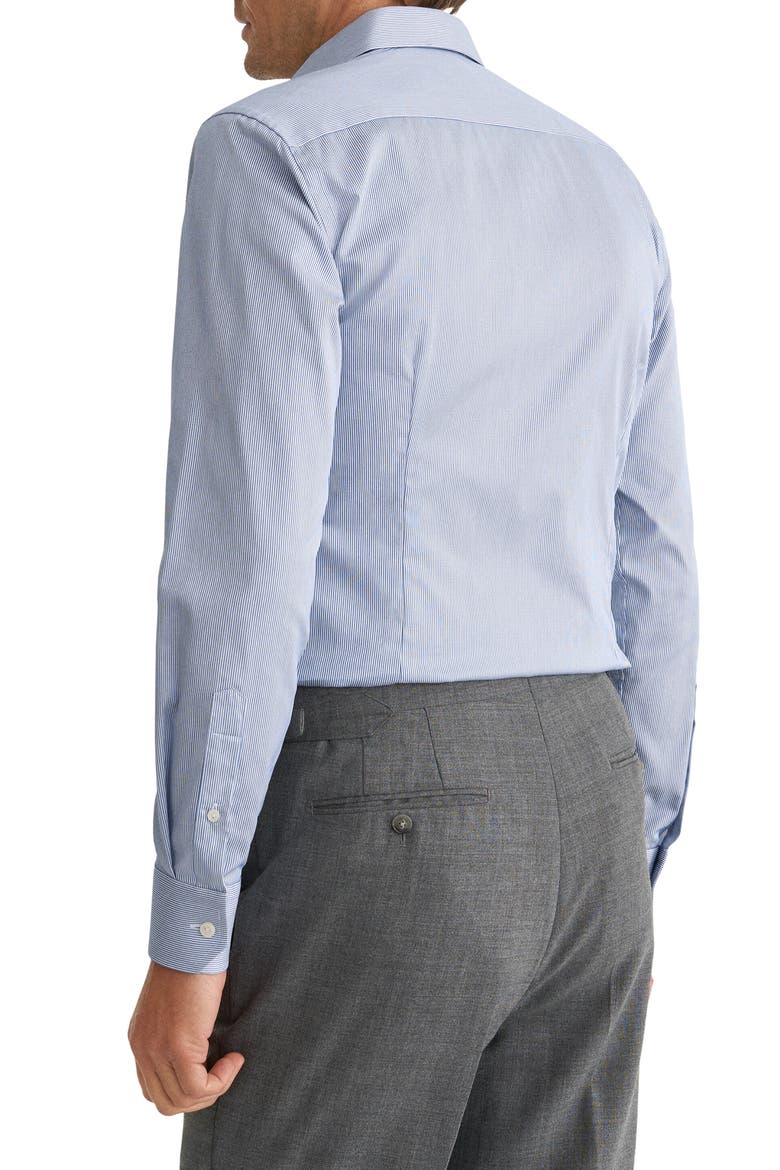Contemporary Fit Pinstripe Cotton Twill Dress Shirt, Alternate, color, MEDIUM BLUE