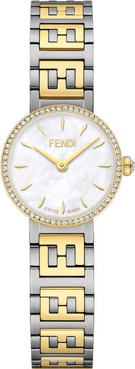 稀少 FENDI(フェンディ) Forever Diamond Bracelet Ladies Watch Fendi Forever Fendi Two-Tone Diamond Bracelet Watch, 19mm