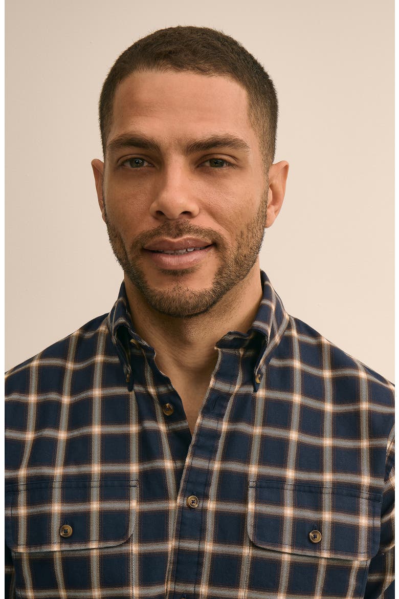 Friday Plaid Twill Button Down Shirt, Alternate, color, NAVYOMBRE
