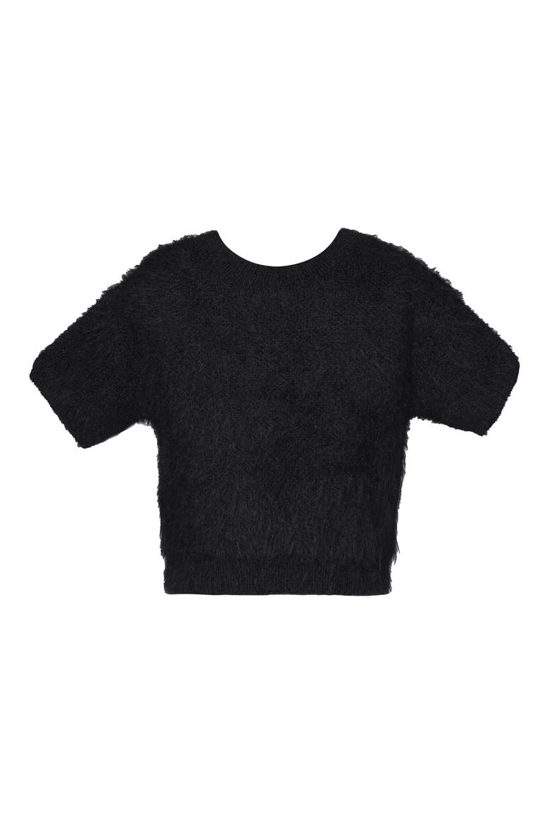 Kids' Fuzzy Short Sleeve Sweater, Main, color, BLACK