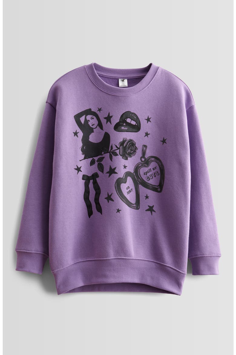 Kids' Oversize Graphic Sweatshirt, Main, color, PURPLE PETAL OLIVIA RODRIGO