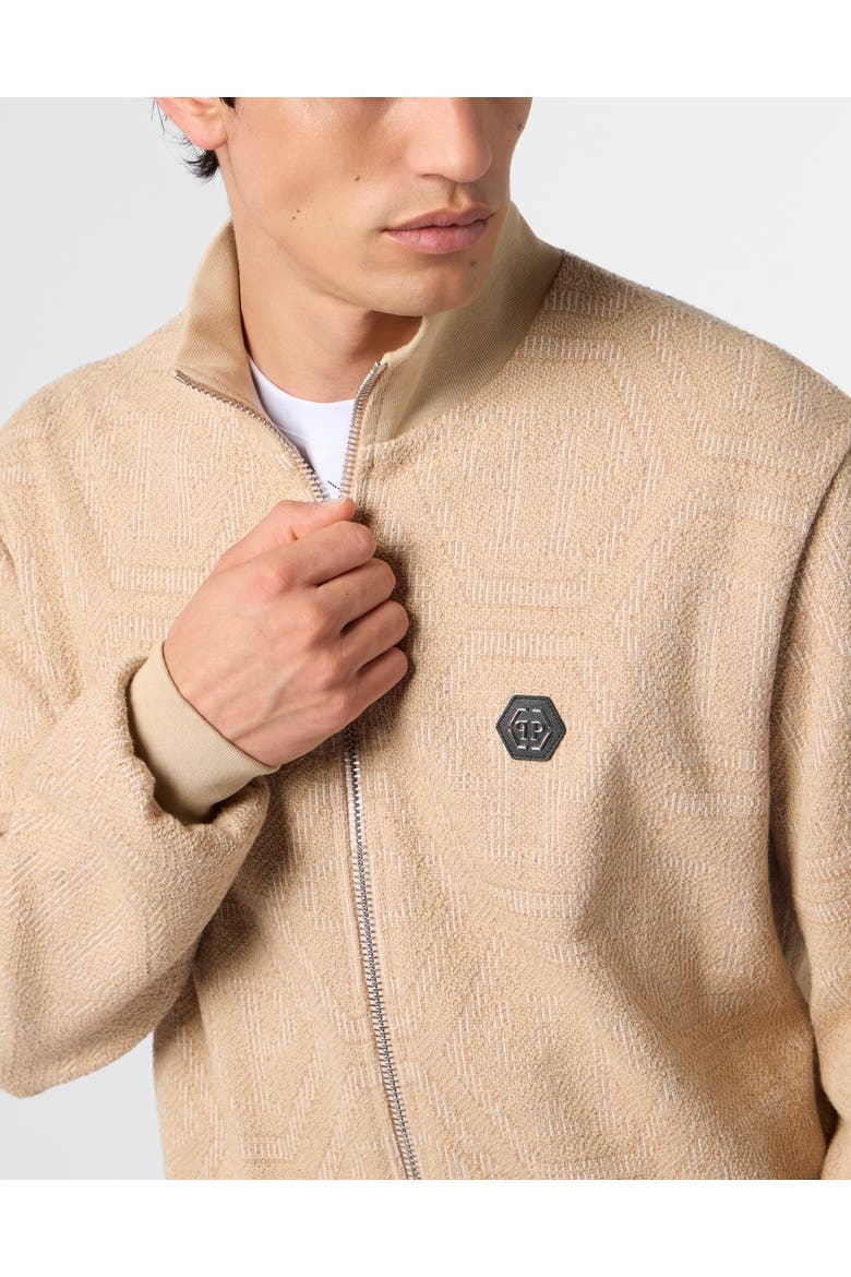 Jacquard Tracksuit Jacket Monogram Men, Alternate, color, beige