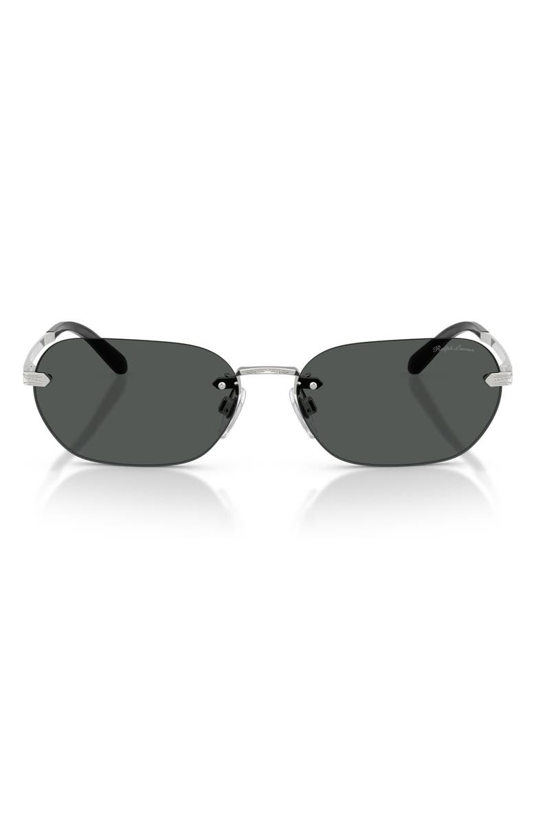 Ralph Lauren 59mm Rectangular Sunglasses, Main, color, Shiny Silver / Grey