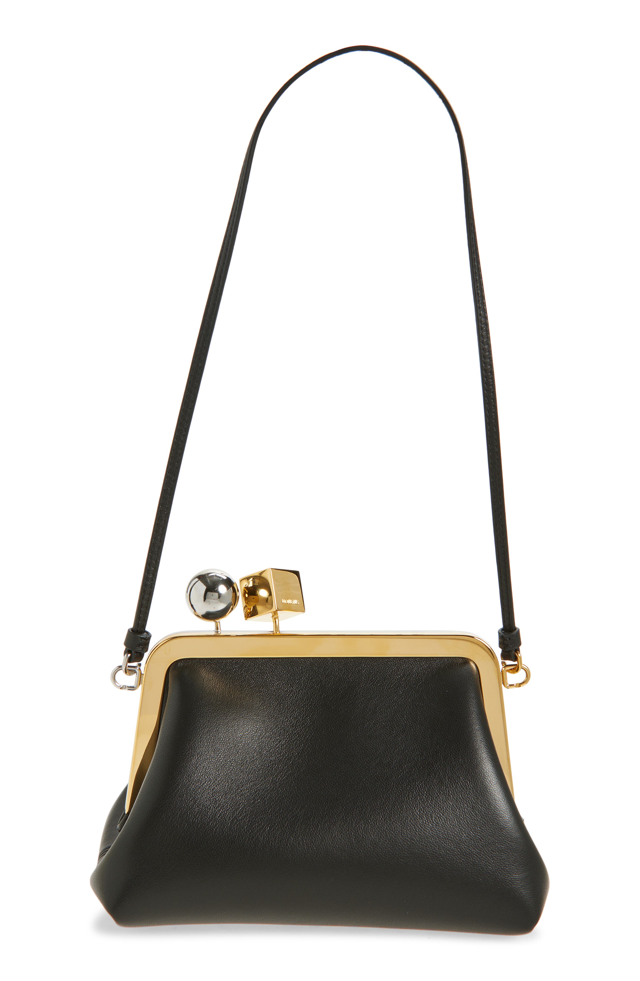 Jacquemus Le Berlingot Leather Frame Handbag, Main, color, Black 990