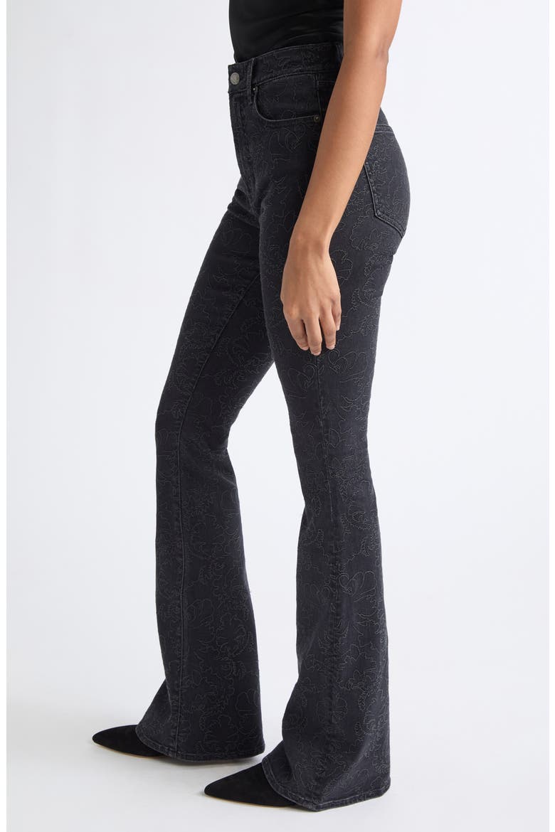 Beverly Floral Embroidered Flare Leg Jeans, Alternate, color, WASHED ONYX