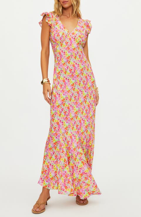 Elodie Flutter Sleeve Maxi Cover-Up Dress