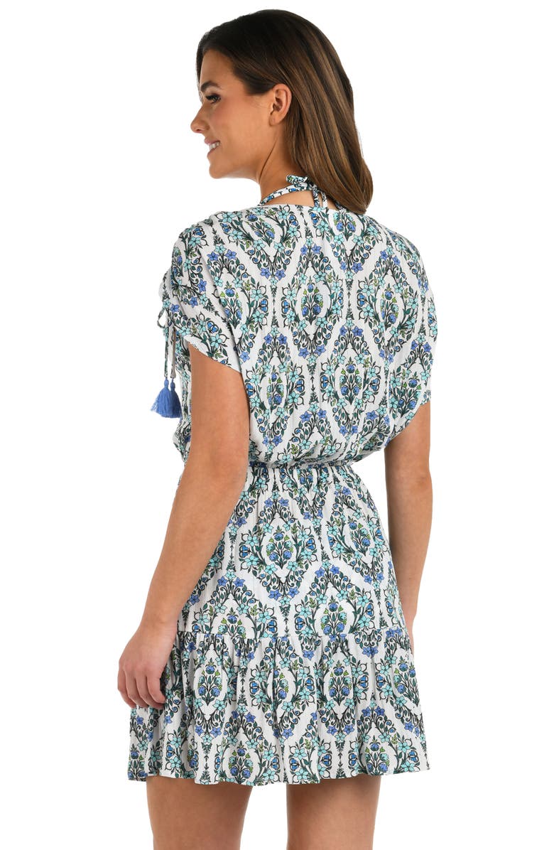 La Blanca Deja Blue V-Neck Cover-Up Dress, Alternate, color, Blue