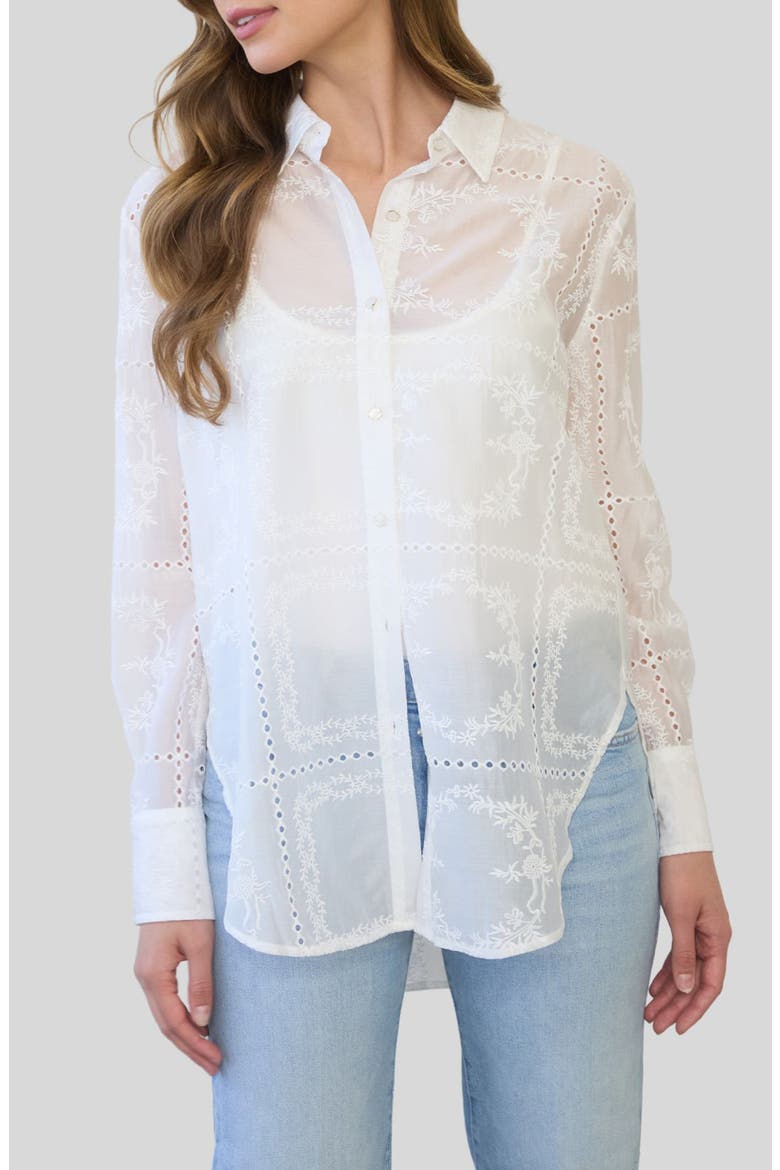 Transparent Embroidered Shirt, Main, color, IVORY