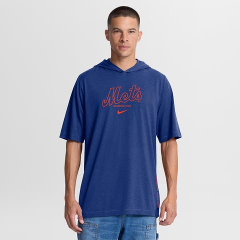 Men's Nike Royal New York Mets Arched Wordmark Tri-Blend Hooded T-Shirt
