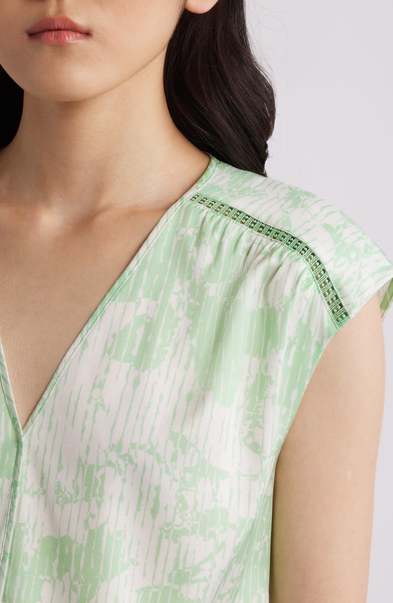 BOSS Binadi Sleeveless Stretch Silk Top, Alternate, color, Pistachio Layered Floral