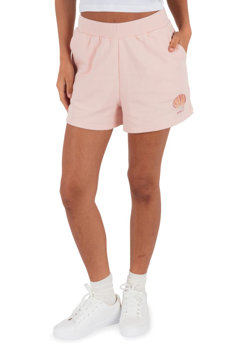 Hurley Shell Yeah Fleece Shorts, Main, color, Seashell Pink